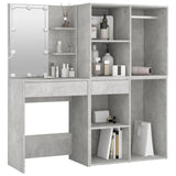 LED Dressing Table with 2 Cabinets Concrete Grey Engineered Wood 3082030