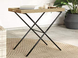 Folding Tray Table Beige 65x40x75 cm Poly Rattan 365130