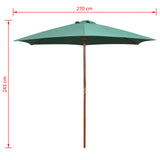 Garden Parasol 270x270 cm Wooden Pole Green 42961