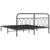 Metal Bed Frame without Mattress with Headboard Black 193x203cm 377123