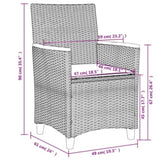 Garden Chairs with Cushions 2 pcs Grey Poly Rattan&Solid Wood 368721