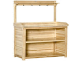 Garden Potting Bench Table, Wooden Workstation Bench w/ Galvanized Metal Tabletop, Storage Shelves T3398P324007