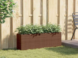 Garden Planter with 2 Pots Brown 90x20x40 cm Poly Rattan 366408