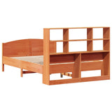 ZNTS Bookcase Bed without Mattress Wax Brown 135x190 cm Double Solid Wood Pine 3323115
