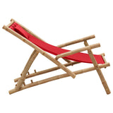 Deck Chair Red Bamboo, Canvas Standard Foldable 318597