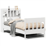 ZNTS Bed Frame without Mattress White 90x200 cm Solid Wood Pine 3323270