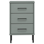 ZNTS Bedside Cabinet with Metal Legs Grey Solid Wood Pine OSLO 350977