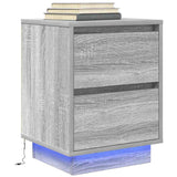 Bedside Cabinet with LED Lights Grey Sonoma 38x34x50 cm 861293