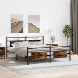 Metal Bed Frame without Mattress Smoked Oak 160x200 cm 3325092