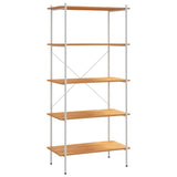 ZNTS 5-Tier Shelving Unit White and Oak 80x40x163 cm 336350