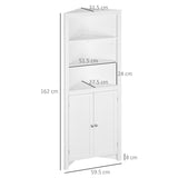 Triangle Bathroom Cabinet, Corner Bathroom Storage Unit with Cupboard and 3-Tier Shelves, Free T3398P344742