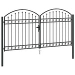 Fence gate with Lock Grey 300 x 150 cm Steel 42008935