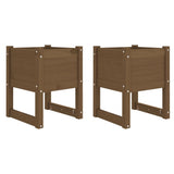 Planters 2 pcs Honey Brown 40x40x52.5 cm Solid Wood Pine 822114