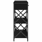 Console Table with Drawer with Shelf Black oak 75 x 28 x 75 cm 863537