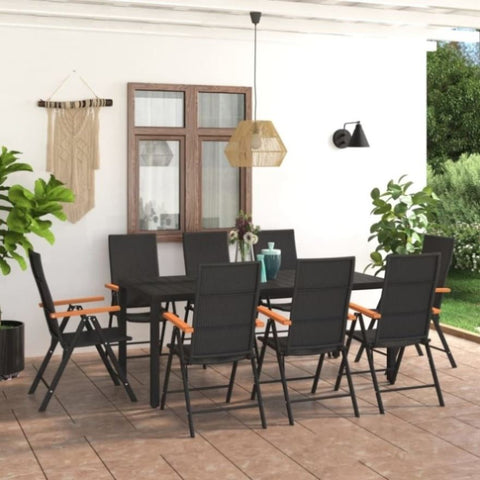 ZNTS 9 Piece Garden Dining Set Black and Brown 3060087