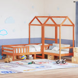 Bed and Bench Set with Roof without Mattress Wax Brown 90x190 cm Single 3282182