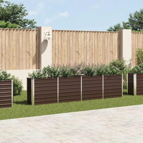 Raised Garden Bed 320x40x77 cm Galvanised Steel Brown 47050