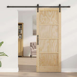 Sliding Door Natural and Black 78 x 202 cm Solid Pine Wood 3333190