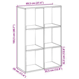 Room Divider Bookcase Concrete Grey 69,5x29x103,5 cm Engineered Wood 858015