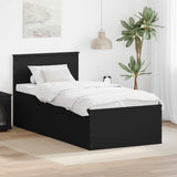 Bed Frame with Headboard Black 90 x 200 cm Engineered Wood 3408621