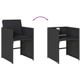 15 Piece Garden Dining Set with Cushions Black Poly Rattan 3211171