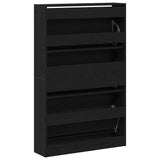 Shoe Cabinet Black Oak 80 x 21 x 125.5 cm Engineered Wood 869104