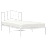 Bed Frame White Powder-Coated Steel Single Bed Frame 373833