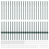 Embedded Fence Post 22 pcs Green 140 cm Powder-Coated Steel 3335918
