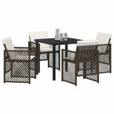 Garden Dining Set 5 pcs Brown Poly Rattan 3380629