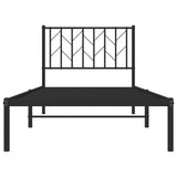 Metal Bed Frame without Mattress with Headboard Black 90x200cm 374430