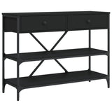 Console Table with Drawers and Shelves Black Engineered Wood 833403