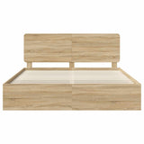 Bed Frame with Headboard Sonoma 180 x 200 cm Solid Pine Wood 3412454