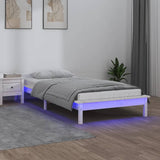 LED Bed Frame without Mattress White 75x190 cm Small Single Solid Wood 820632