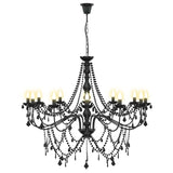 Adjustable Chandelier with Beads E14 Metal and Acrylic Black 42053791