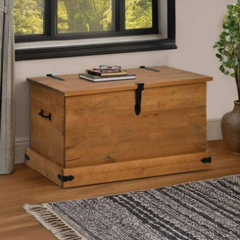 ZNTS Storage Chest HALDEN 91x48x47 cm Solid Wood Pine 4018401