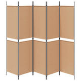 5-Panel Room Divider Beige 250 x 200 cm Fabric 42039221