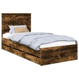 Bed Frame with Drawer Smoked Oak 90 x 200 cm Engineer Wood 3409507