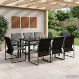 Garden Dining Set 9 pcs Black and Anthracite 160 x 80 x 73 cm 3448905