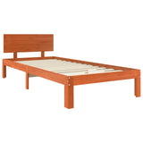 Bed Frame with Headboard Wax Brown 70 x 190 cm Solid Pine Wood 863953