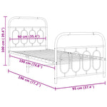 ZNTS Metal Bed Frame without Mattress with Footboard Black 90x190cm 377127