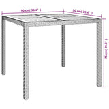 Garden Table Grey 90 x 90 x 75 cm Poly Rattan 362538