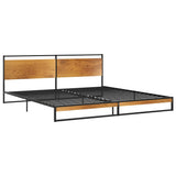 Bed Frame Black Powder-coated metal, melamine coated MDF 324868