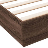 Bed Frame with LED without Mattress Brown Oak 150x200 cm King Size 3209792