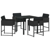 Garden Dining Set with Cushion 5 pcs Black Poly Rattan 3380008