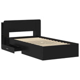 Bed Frame with Storage Black 75 x 190 cm Engineered Wood 3433696