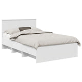 Bed Frame with Headboard White 137 x 203 cm Engineered Wood 3408858