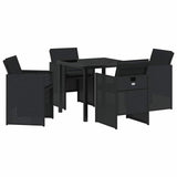 Garden Dining Set 5 pcs Black Poly Rattan 3380593