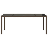 Garden Table with Glass Top Brown 190x90x75 cm Poly Rattan 365540