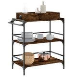 Kitchen Trolley Smoked Oak 81.5x41x92.5 cm Engineered Wood 842343