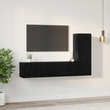 TV Cabinet Set Wall-mounted 3 pcs Black Oak Engineered Wood 3393403